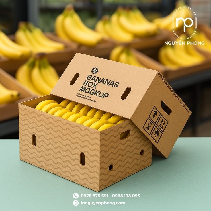 Mẫu thùng carton sóng đựng chuối đơn giản